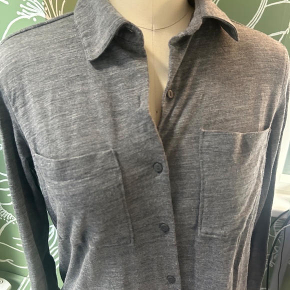 Club Monaco Refined Utility Shirt Wool Blend Charcoal Grey Size Small - Picture 5 of 7